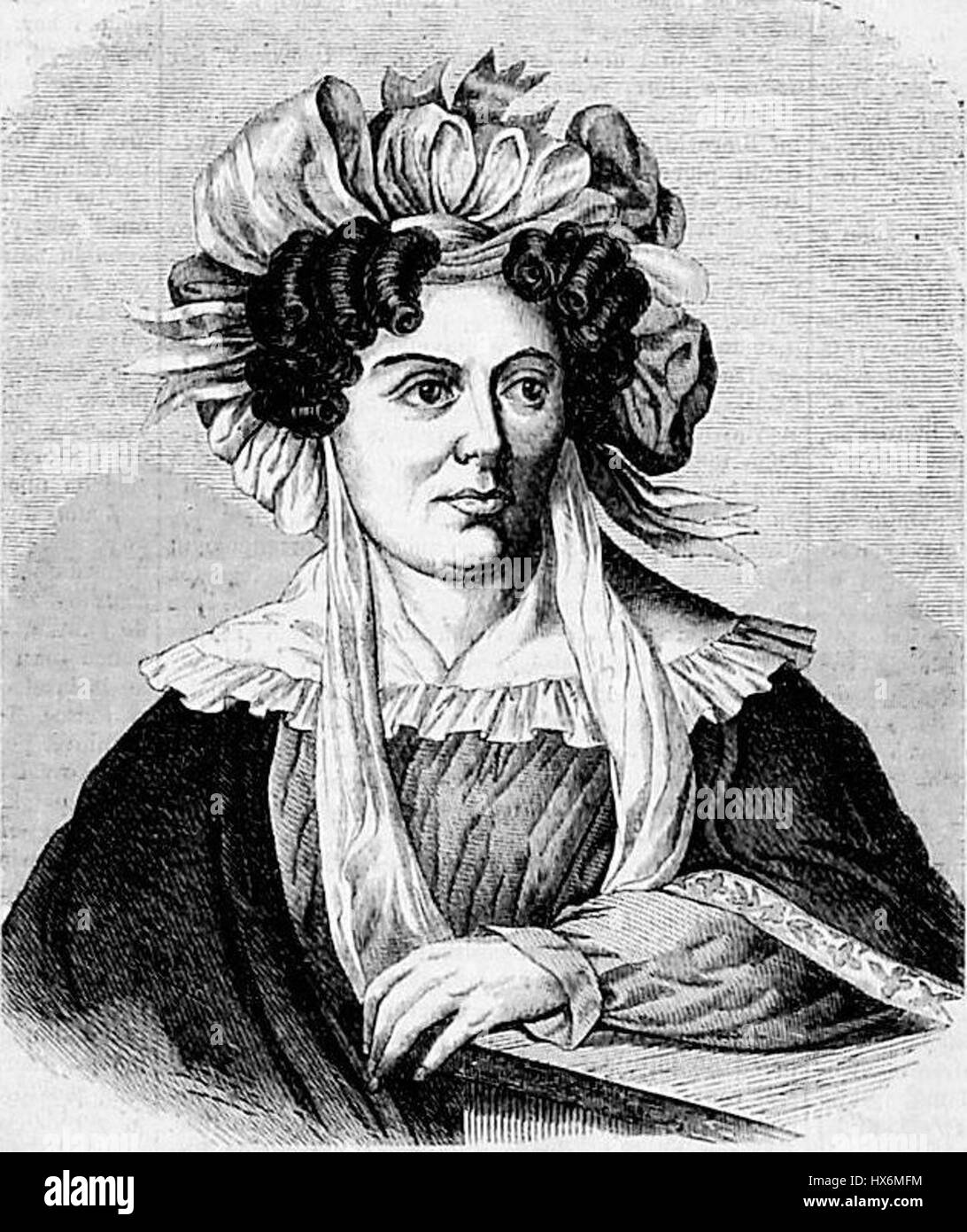 Ein Porträt von Elżbieta Jaraczewska, das polnische Porträt aus dem 19. Jahrhundert mit einem Fokus auf zarte Details und eine reichhaltige Farbpalette zeigt. Stockfoto