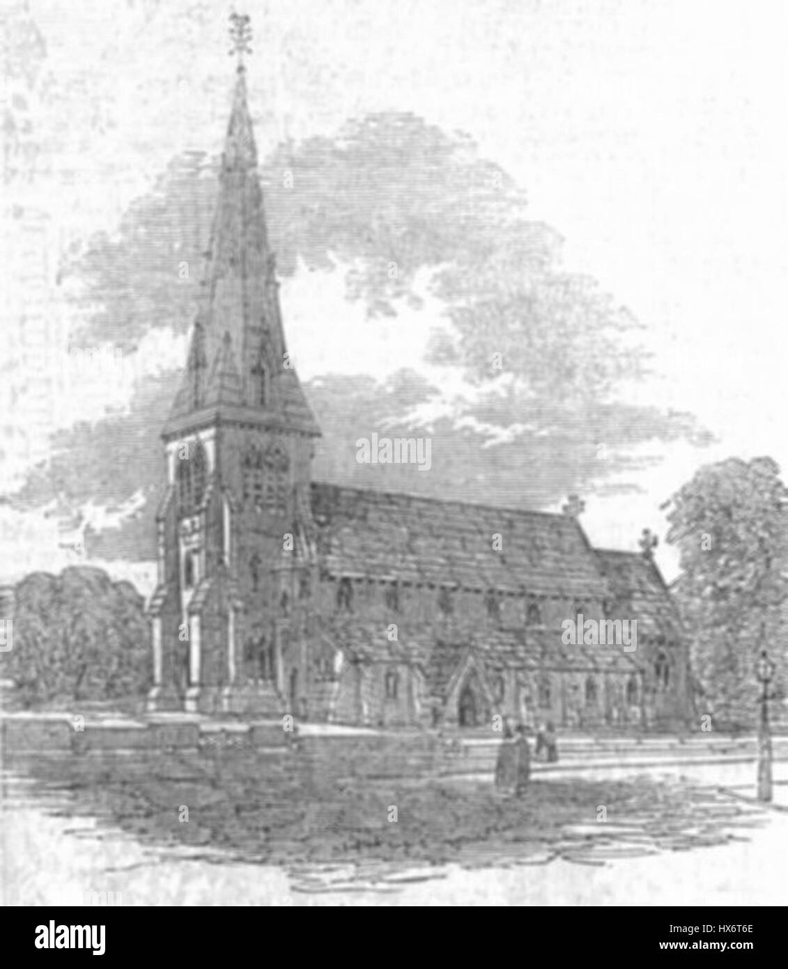 Die St. Seiriol's Church in Holyhead, erbaut 1853, ist ein bedeutendes Beispiel für die Architektur des 19. Jahrhunderts. Die Kirche befindet sich auf der Heiligen Insel und spiegelt das religiöse und kulturelle Erbe der Region wider. Stockfoto