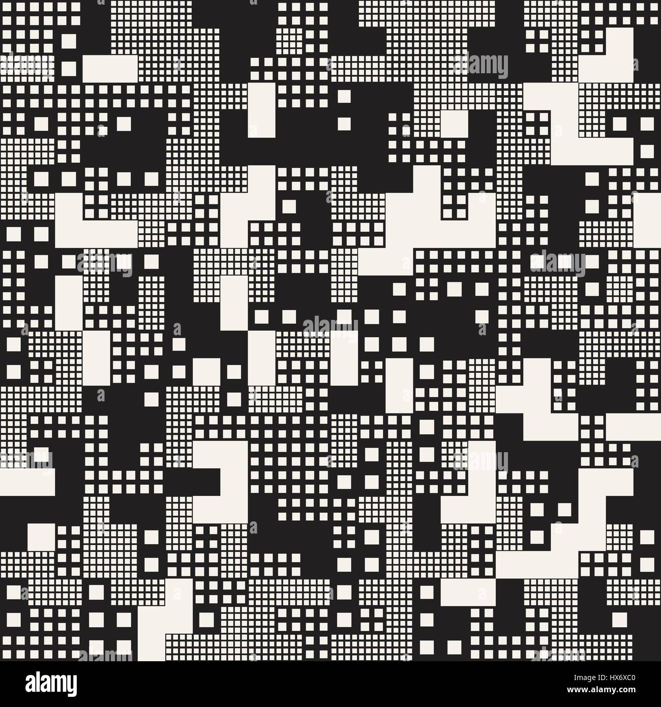 Endlosen abstrakten Hintergrund mit zufälliger Größe Quadrate. Vector Seamless Pattern. Stock Vektor