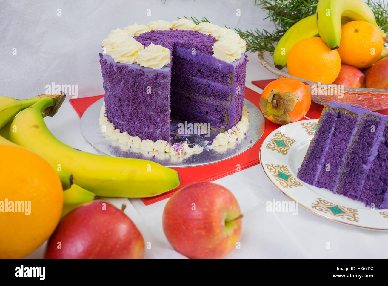 Philippinische lila Yam Kuchen Stockfoto