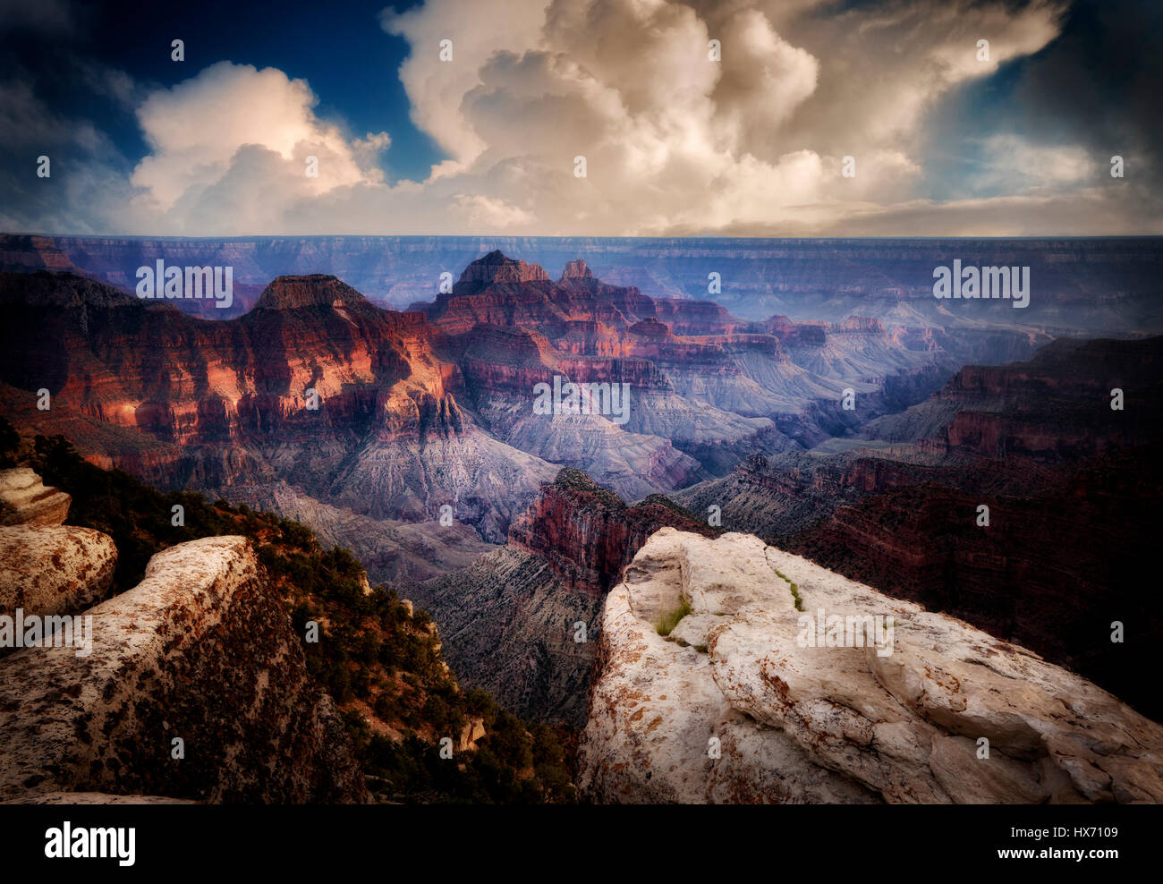 Ansicht des Grand Canyon von Bright Angel Point. North Rim des Grand Canyon National Park, Arizona Stockfoto