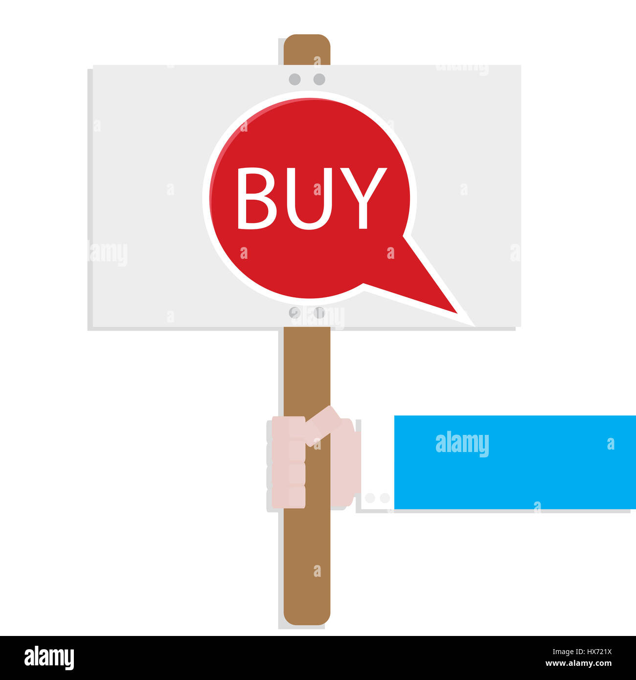 Hand halten Werbung Banner kaufen. Verkauf Markt Handelsaktion, Vektor-illustration Stockfoto