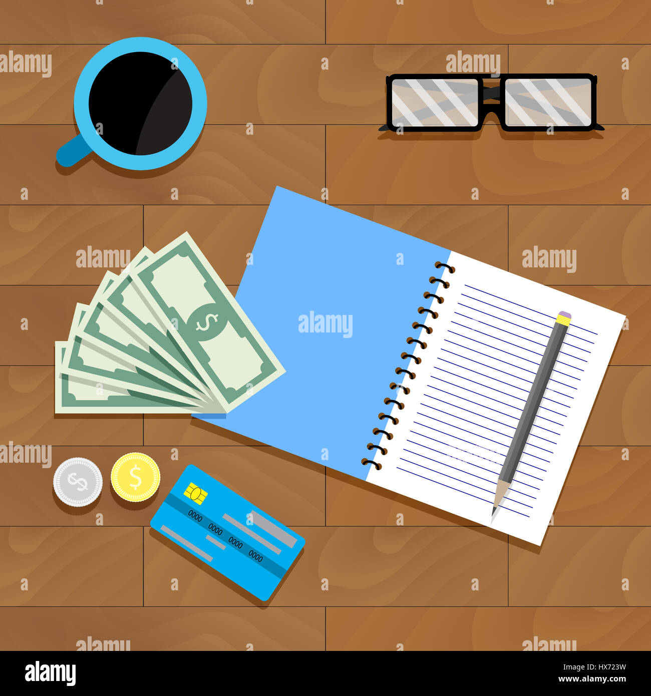 Staatshaushalt zu berechnen. Berechnung-Konto und Audit Profit, Bankrott Einzelperson, Vektor-illustration Stockfoto