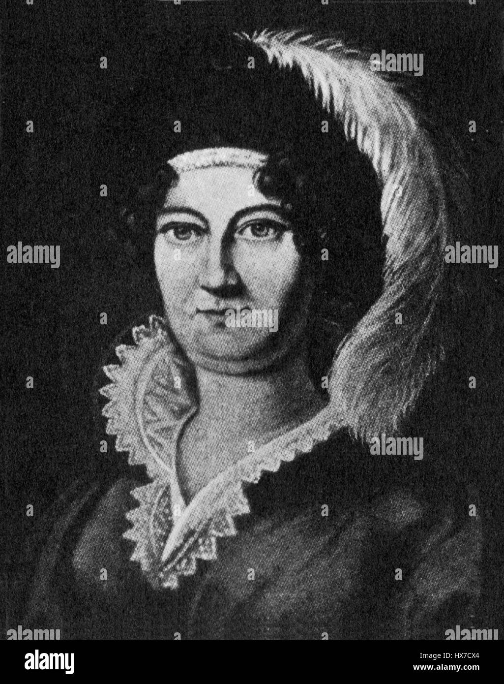 „Madame du titre“ bezieht sich wahrscheinlich auf einen historischen oder fiktiven Charakter, der möglicherweise in einem Kunstwerk oder einer Literatur dargestellt wird. Der Titel könnte einen aristokratischen oder edlen Status widerspiegeln, wenn man die Bezeichnung „Madame“ trägt. Stockfoto