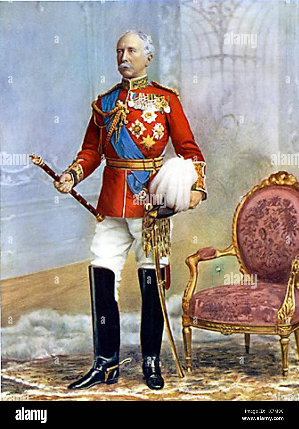 Viscount Garnet Joseph Wolseley war ein britischer Armeeoffizier, der für seine militärische Führung in verschiedenen Feldzügen, unter anderem in Ägypten und im Sudan, bekannt war. Sein Dienst war geprägt von bedeutenden Beiträgen zur britischen Militärstrategie und zu Operationen im 19. Jahrhundert. Stockfoto