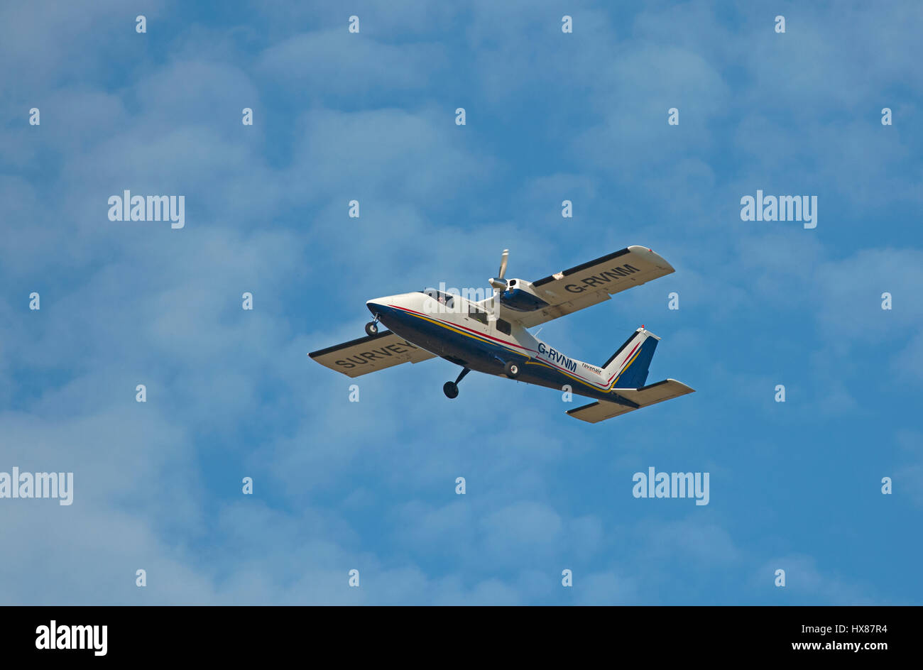 Ein Parentavia P-68B Victor Inverness Flughafen auf Vermessungsarbeiten in den schottischen Highlands. VEREINIGTES KÖNIGREICH. Stockfoto