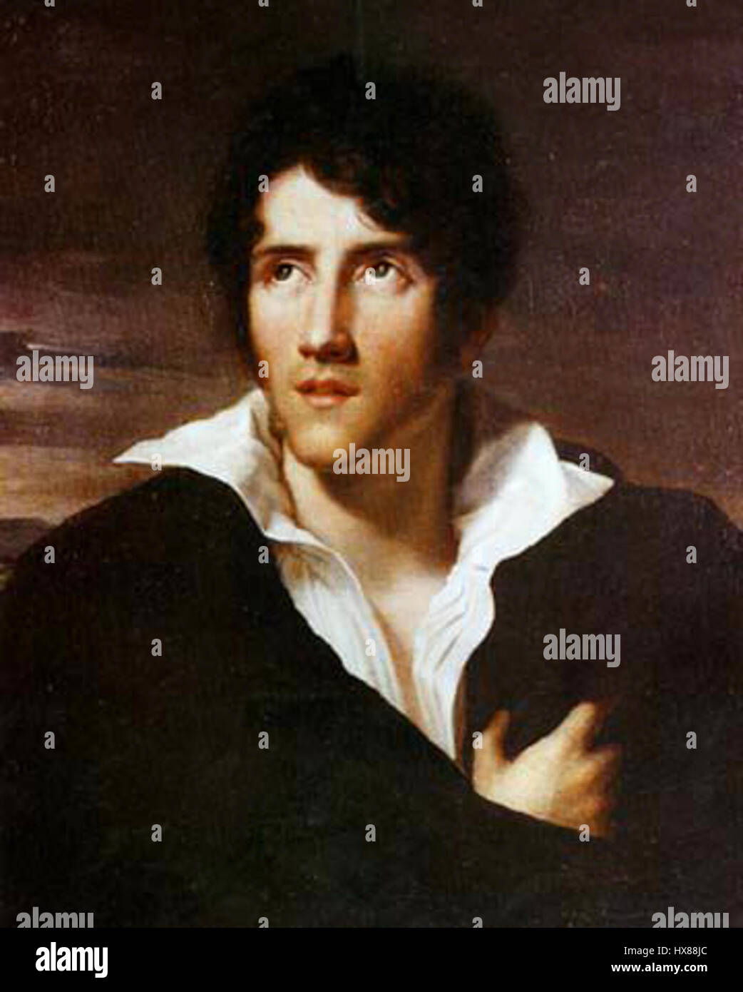 Alessandro Manzoni war ein einflussreicher italienischer Schriftsteller, der vor allem für seinen Roman „die Verlobten“ (italienisch: „I Promessi Sposi“) bekannt war. Seine Werke haben einen dauerhaften Einfluss auf die italienische Literatur und gelten als Grundpfeiler des italienischen literarischen Kanons. Stockfoto