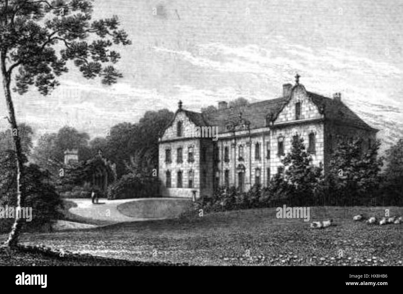 *Willesley Hall* in Derbyshire, England, ist ein historisches Gebäude aus dem 18. Jahrhundert. Bekannt für seine klassische georgianische Architektur, diente es verschiedenen Zwecken, darunter als Privatresidenz und als Zentrum für lokale Gemeindeveranstaltungen. Die Halle ist ein gutes Beispiel für britische Landgüter, mit Landschaftsgärten und elegantem Design typisch für ihre Ära. Stockfoto