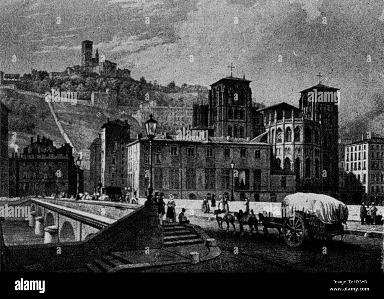 Lucien Bégules Werk „La Cathédrale de Lyon“ zeigt die Architektur und Pracht der Kathedrale von Lyon und unterstreicht die historische und religiöse Bedeutung der Struktur. Stockfoto