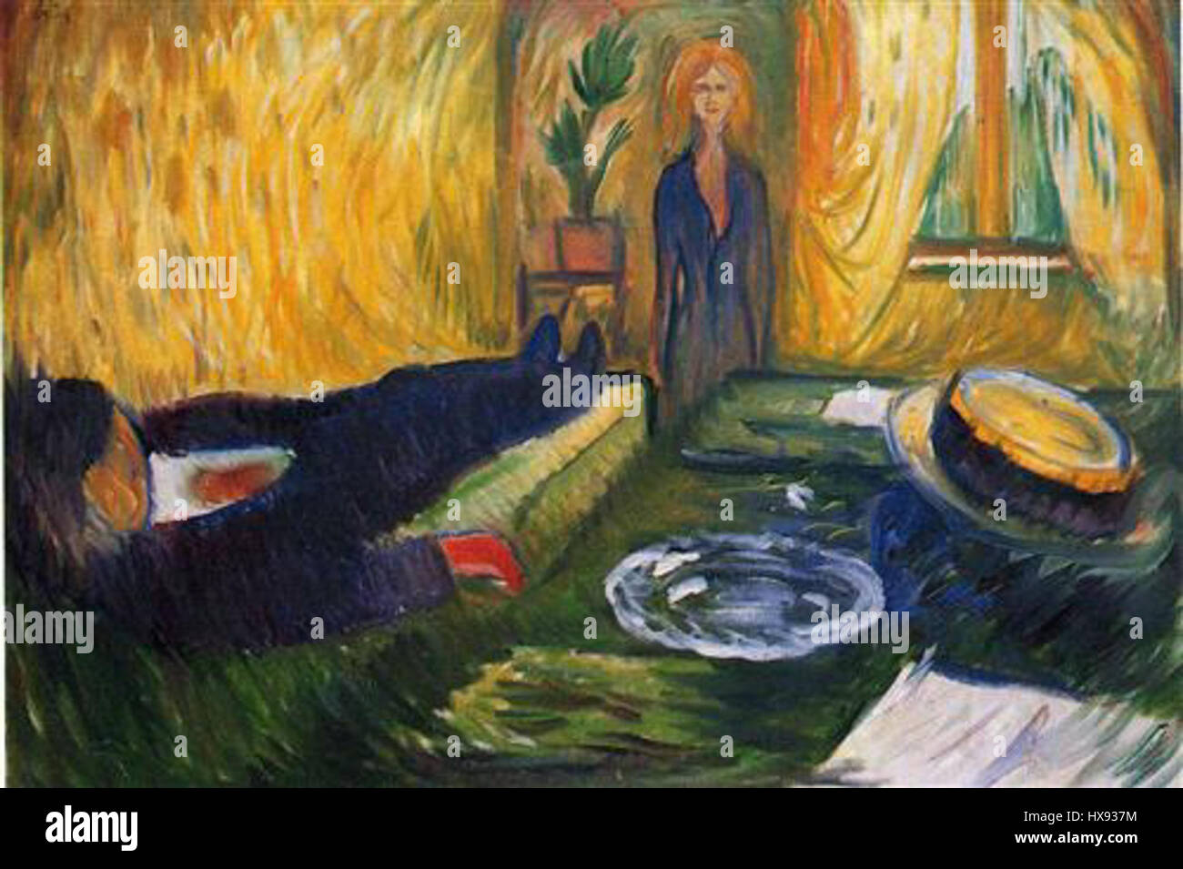 *Die Mörderin* (1906) ist ein Film des griechischen Regisseurs Dimitris Gaziadis, der das komplexe psychologische Porträt einer Frau, die des Mordes beschuldigt wird, thematisiert. Der Film beschäftigt sich mit Themen wie Schuldgefühle, Moral und menschliche Natur und bietet eine tiefe Auseinandersetzung mit gesellschaftlichen und psychologischen Bedingungen der Zeit. Stockfoto