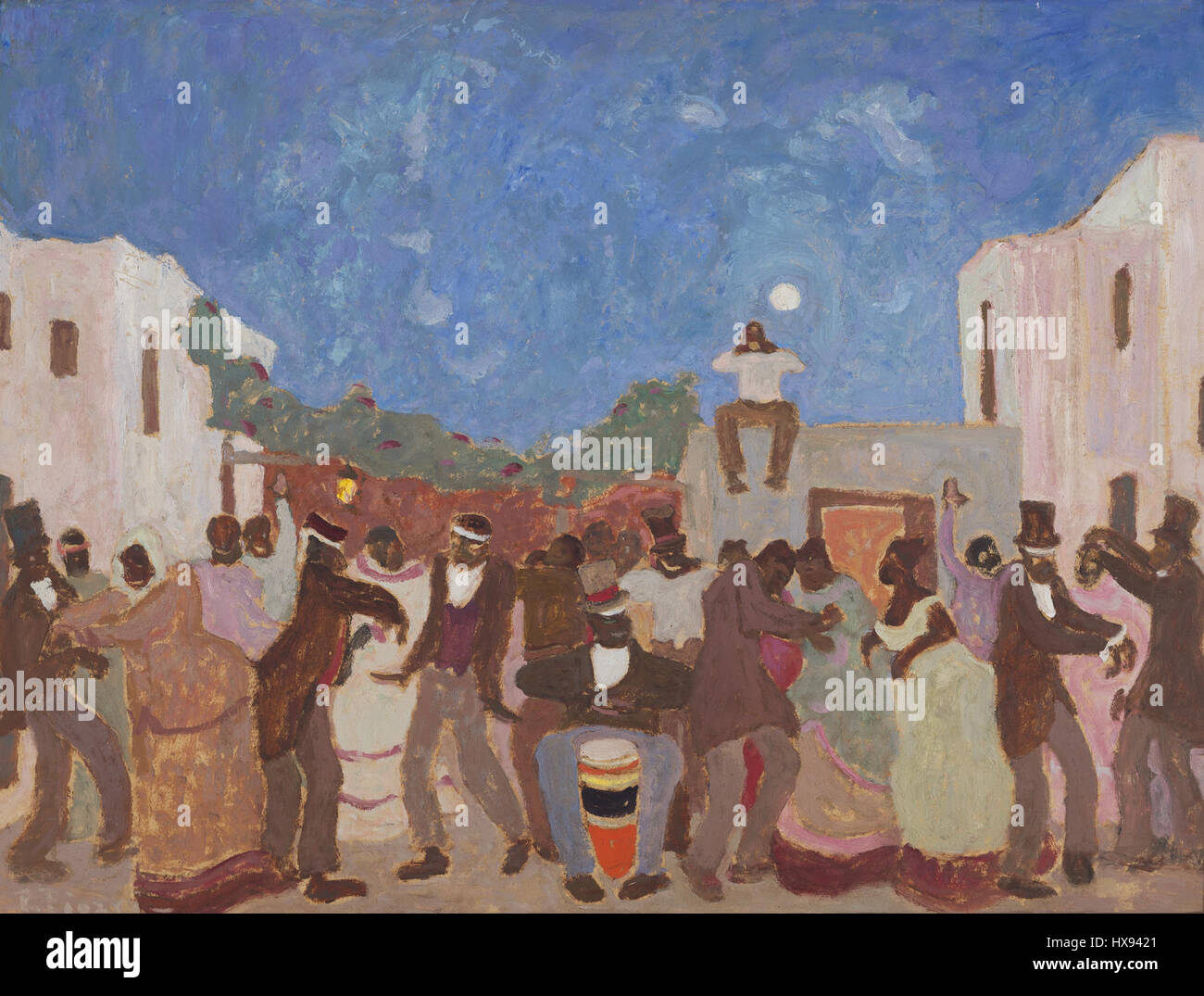 Pedro Figari war ein einflussreicher uruguayischer Künstler, der für seine Darstellung der afro-uruguayischen Kultur bekannt ist. „Candombe“ ist ein traditioneller afro-uruguayischer Musik- und Tanzstil, und Figaris Werk fängt die lebendige Energie und den Rhythmus dieses kulturellen Ausdrucks ein. Stockfoto