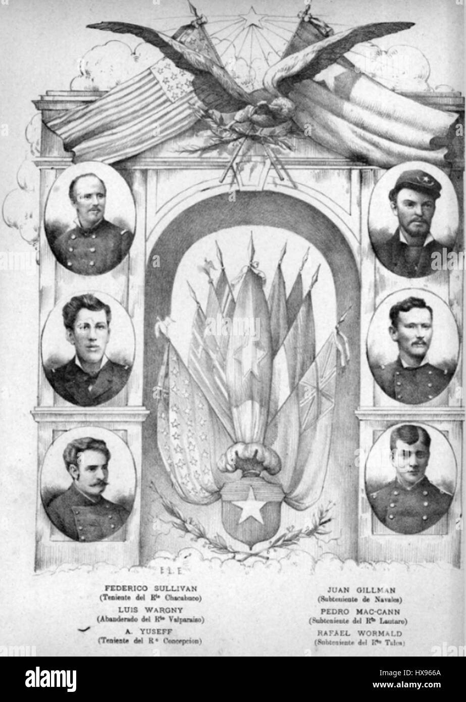 Diese Seite aus einer Publikation über die USA und Chile untersucht die Beziehungen zwischen den beiden Ländern. Sie bietet Einblicke in die historischen, politischen und wirtschaftlichen Zusammenhänge, die ihre Interaktionen während des relevanten Zeitraums bestimmt haben. Stockfoto