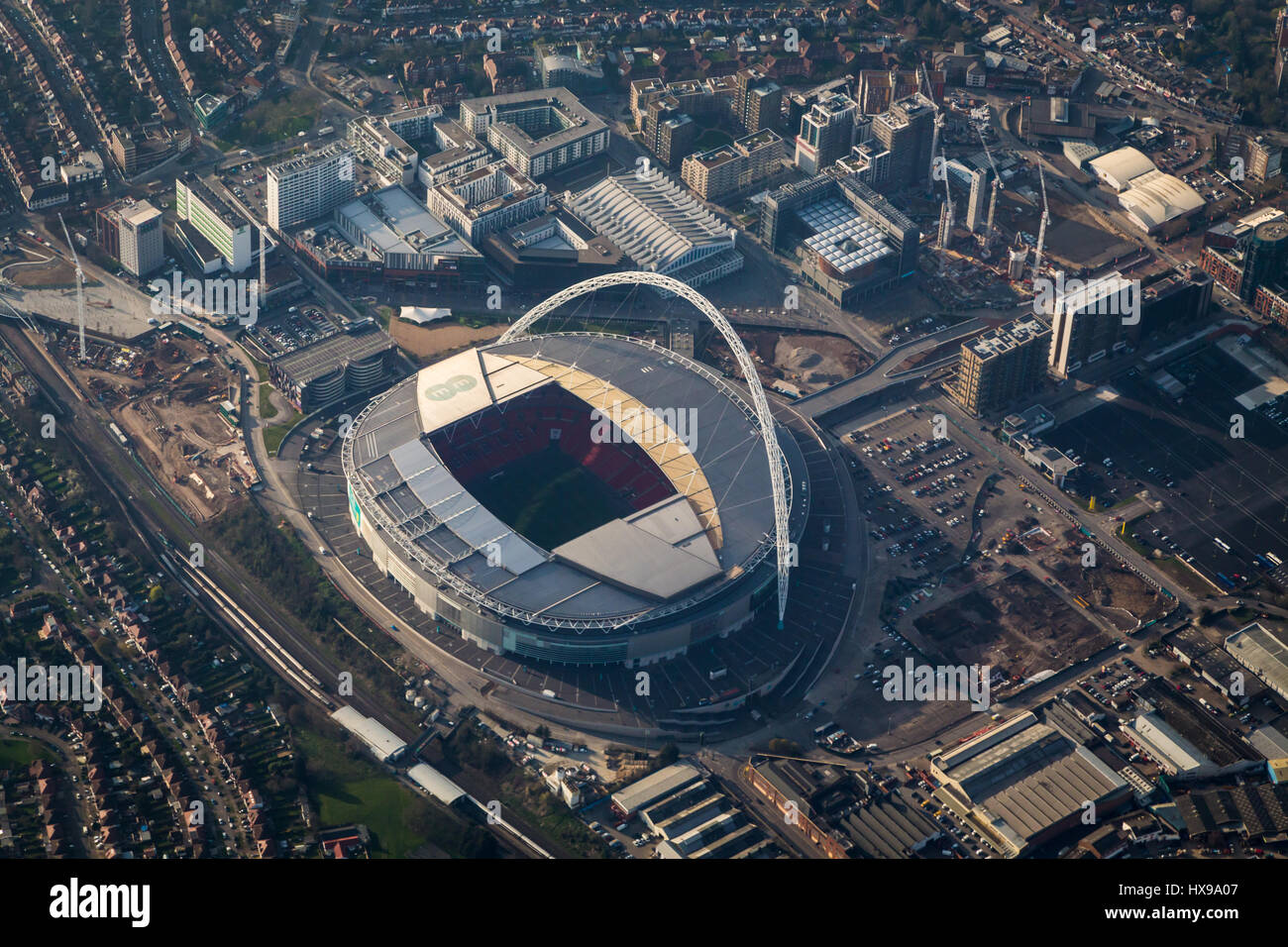Luftaufnahme des Wembleystadion, London Stockfoto
