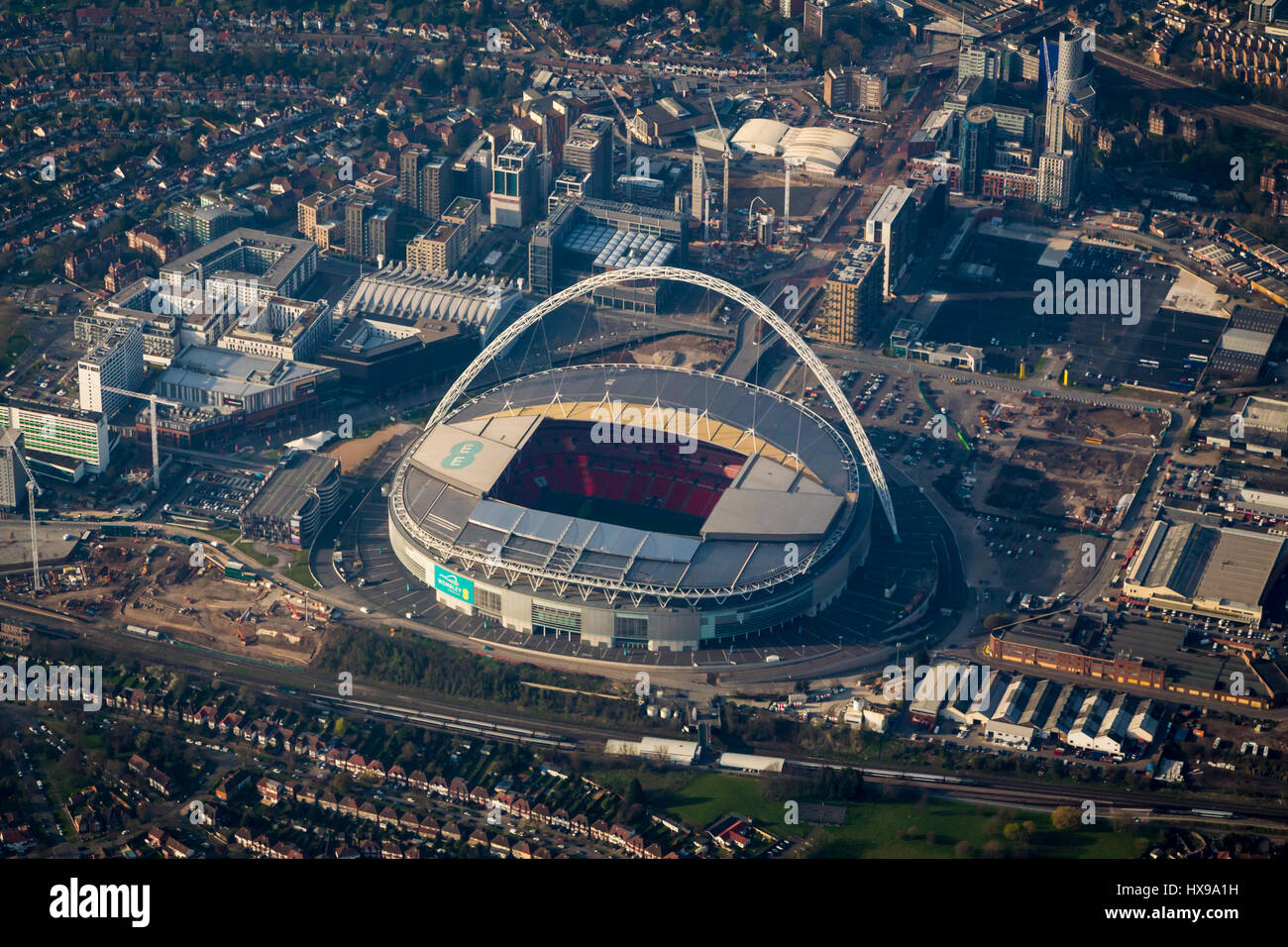 Luftaufnahme des Wembleystadion Stockfoto