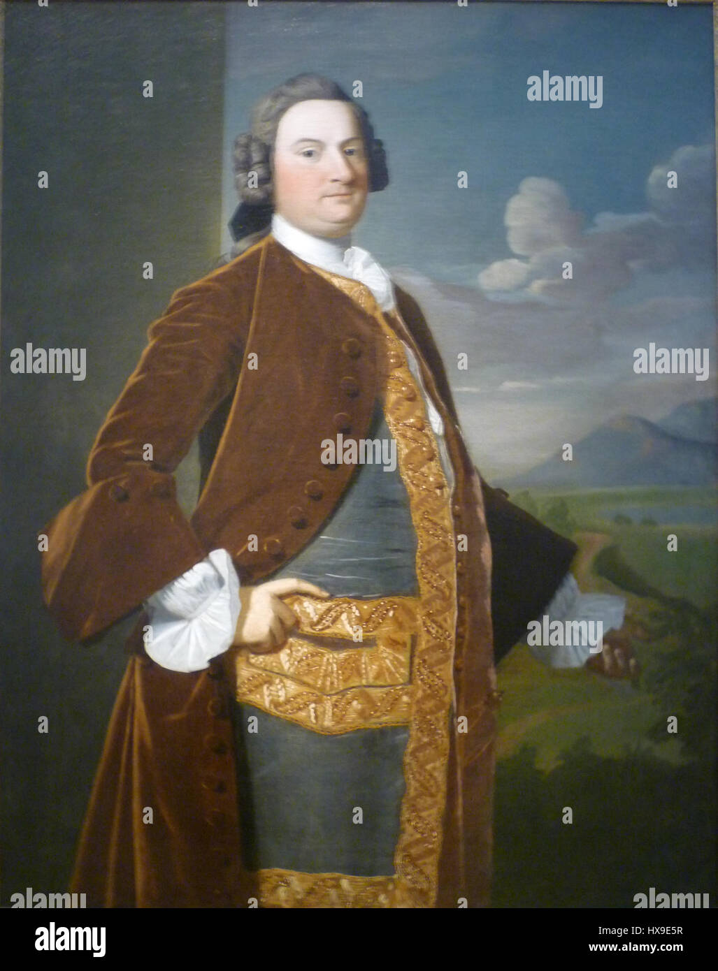 Richard Saltonstall, ein Richter, gemalt von Robert Feke, einem Künstler aus der amerikanischen Kolonialzeit, um 1750, in einem Porträt, das heute für sein Motiv bekannt ist, Richter Richard Saltonstall, der von 1703 bis 1756 lebte. Stockfoto
