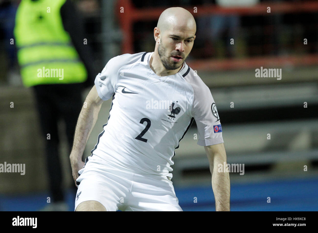 Stade Josy Barthel, Luxemburg Stadt, Luxemburg; WM 2018 Qualifikation Weltfußball, Luxemburg und Frankreich; Christophe Jallet, Frankreich. 25. März 2017. in Aktion Credit: Laurent Lairys/Agence Locevaphotos/Alamy Live News Stockfoto