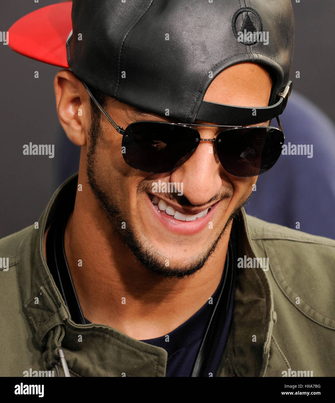 NFL San Francisco 49ers Quarterback Colin Kaepernick kommt bei den 4. jährliche Cartoon Network Halle von Game Awards Barker Hangar am 15. Februar 2014 in Santa Monica, Kalifornien. Stockfoto