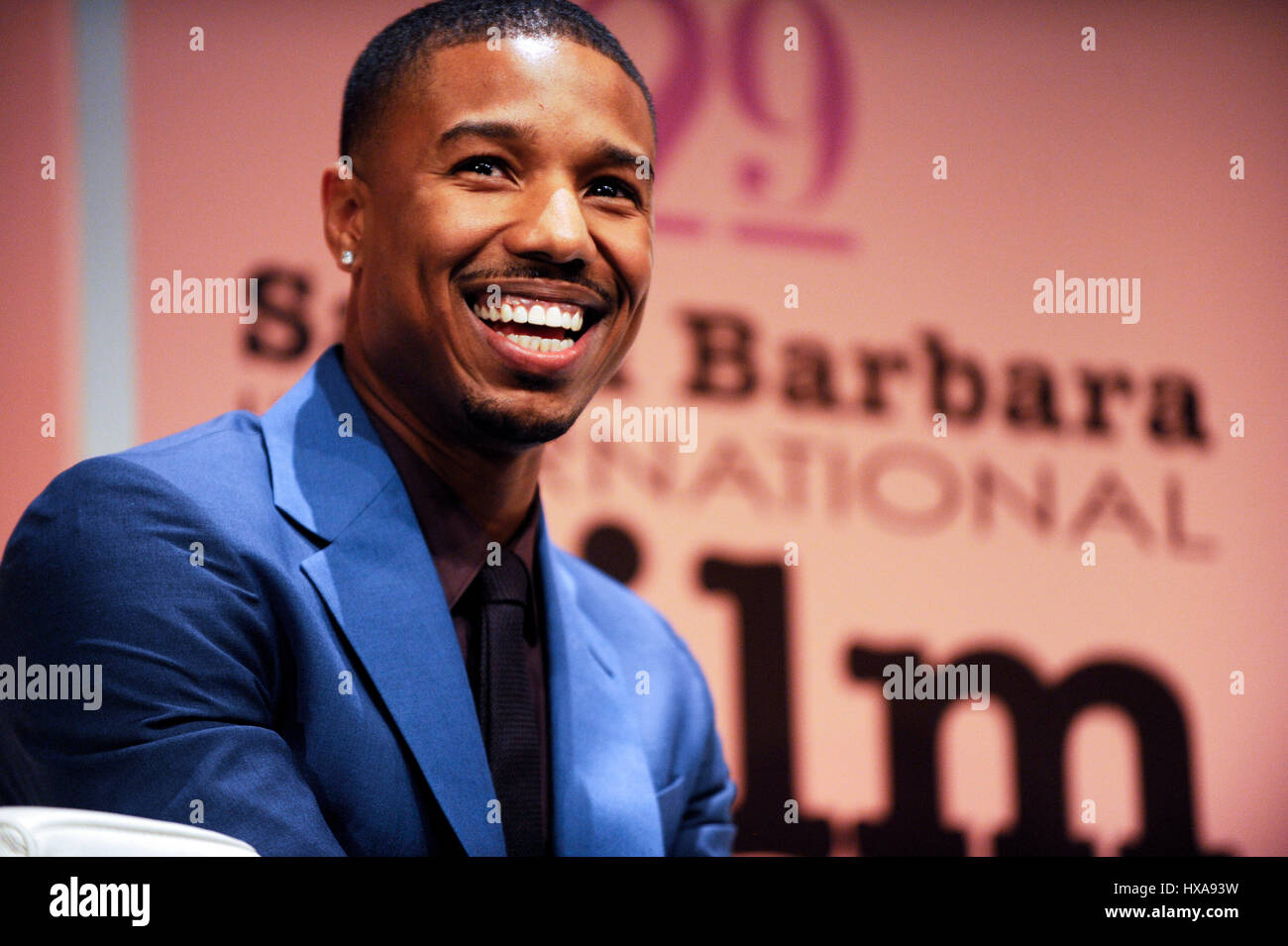 Michael B. Jordan im Inneren der 29. Santa Barbara International Film Festival-virtuosen Award am Arlington Theatre am 4. Februar 2014 in Santa Barbara, Kalifornien. Stockfoto