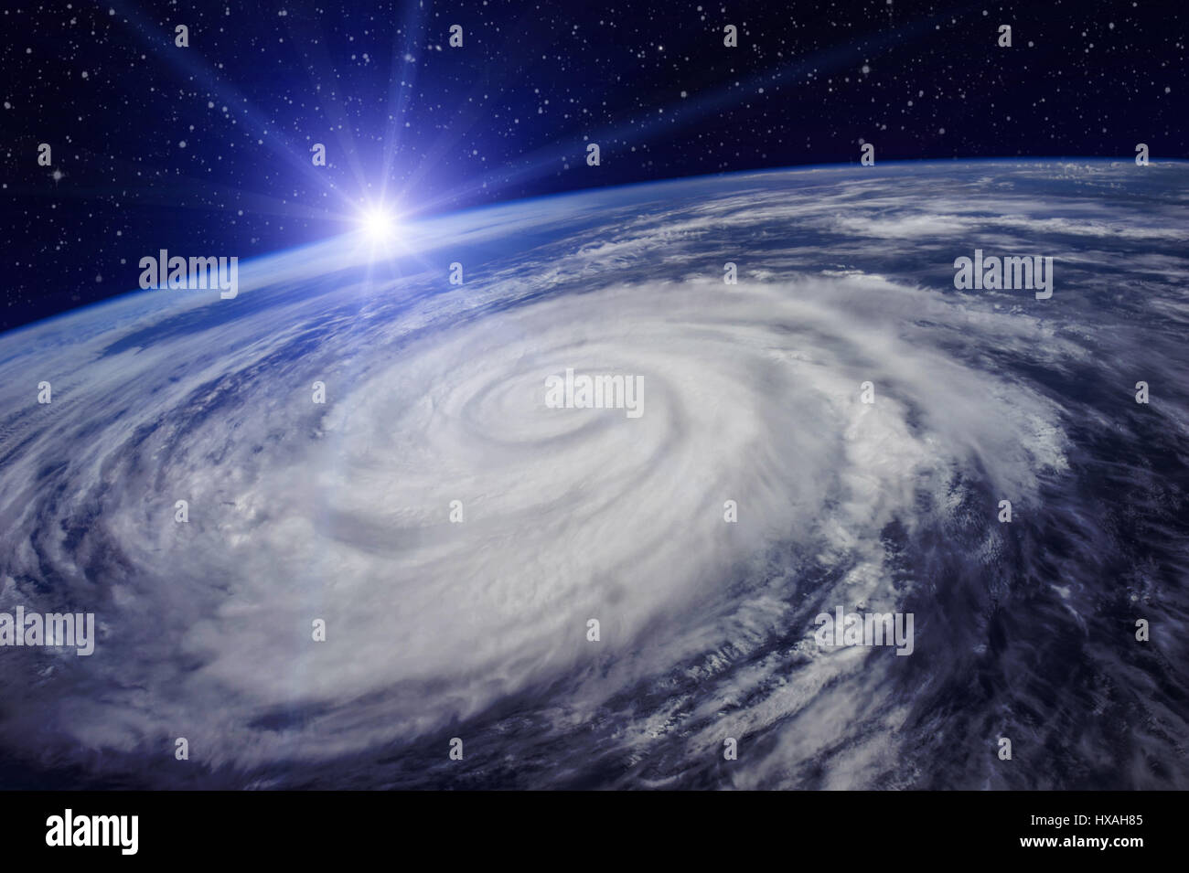 Riesiger Wirbelsturm auf dem Planeten Erde durch die globale Erwärmung verursacht eine Erhöhung in Temperatur und Niederschlag. Elemente dieses Bildes eingerichtet Stockfoto