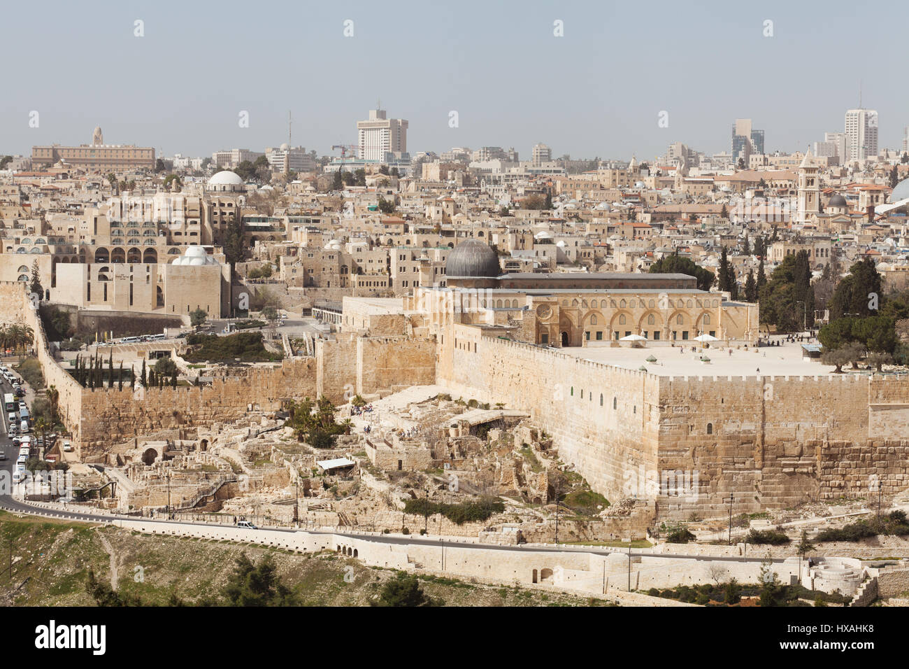 Blick vom Ölberg auf die alte Stadt, Jerusalem. Stockfoto