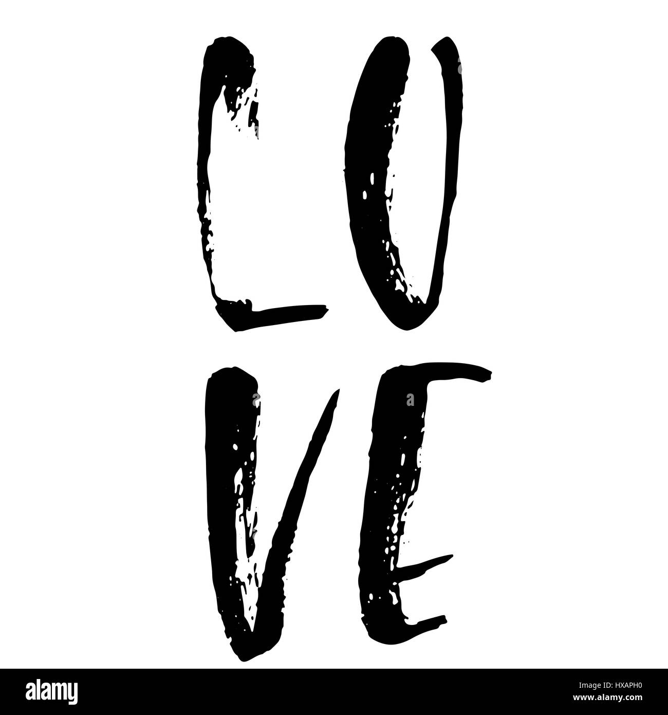 Liebe. Handgezeichnete Schriftzug Tinte. Moderne trockenen Pinsel Typografie. Grunge-Vektor-Illustration. Stock Vektor