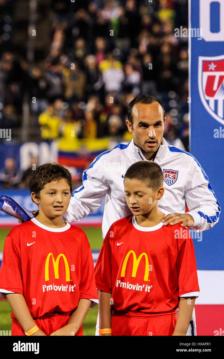 Landon Donovan auf Rentschler Field Stadium vor dem Fußballspiel zwischen uns Männer Nationalmannschaft Vs Ecuador Stockfoto