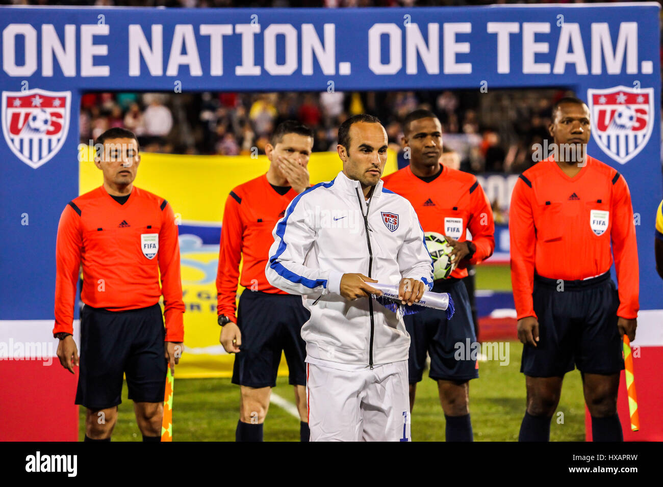 Landon Donovan auf Rentschler Field Stadium vor dem Fußballspiel zwischen uns Männer Nationalmannschaft Vs Ecuador Stockfoto