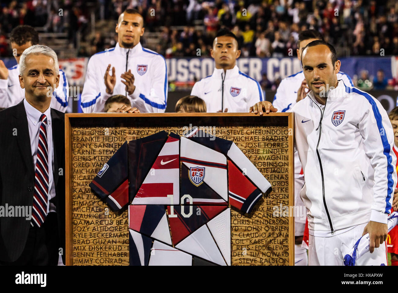 Sunil Gulati und Landon Donovan auf internationale Freundschaftsspiele übereinstimmen zwischen uns Männer Nationalmannschaft Vs Ecuador, Stockfoto
