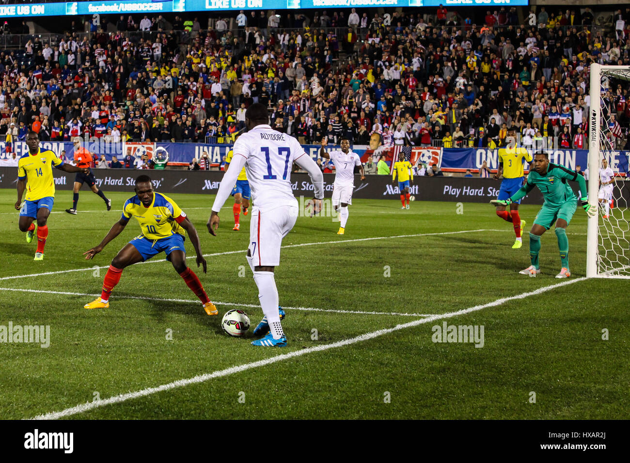US-Männer Player Altidore 17 und Walter Aytovi 10 in die internationale Freundschaftsspiele match zwischen uns Männer Nationalmannschaft gegen Ecuador, Endstand 1: 1 Stockfoto