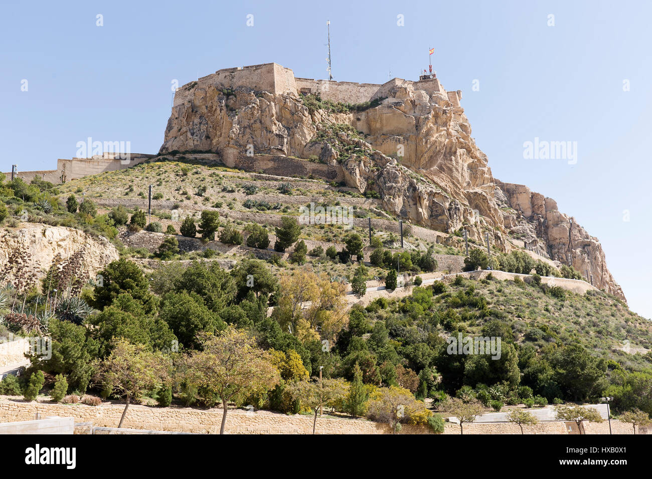 Castillo de Santa Barbara in Alicante, Spanien. Aufnahmedatum auf 15. März 2017. Stockfoto