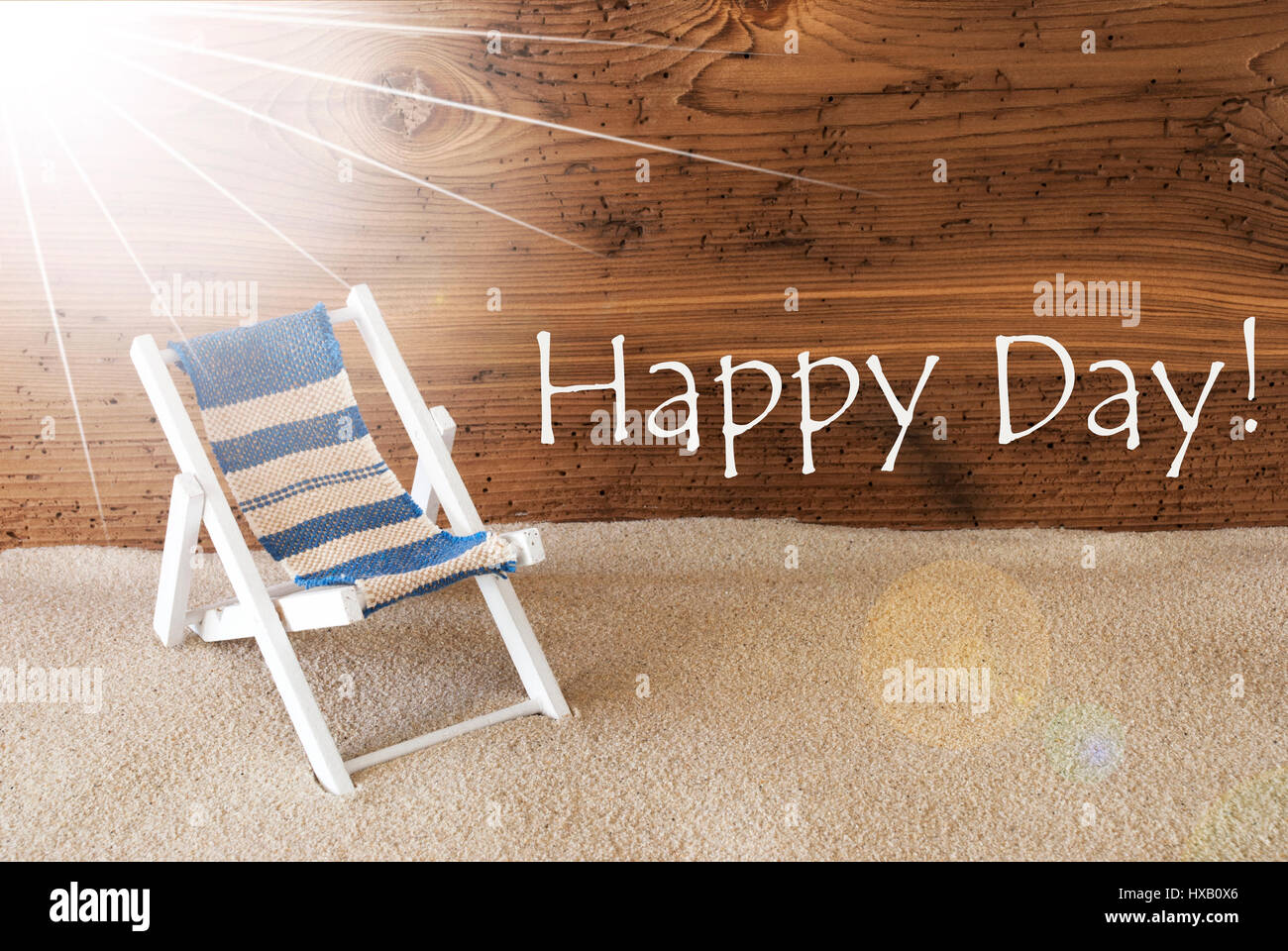 Sommer Sonne Grußkarte und Text Happy Day Stockfoto