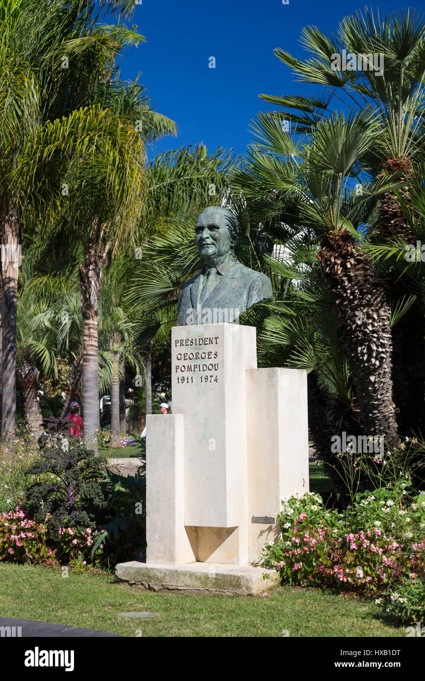 Bronzebüste von Präsident George Pompidou, Cannes, Frankreich. Stockfoto