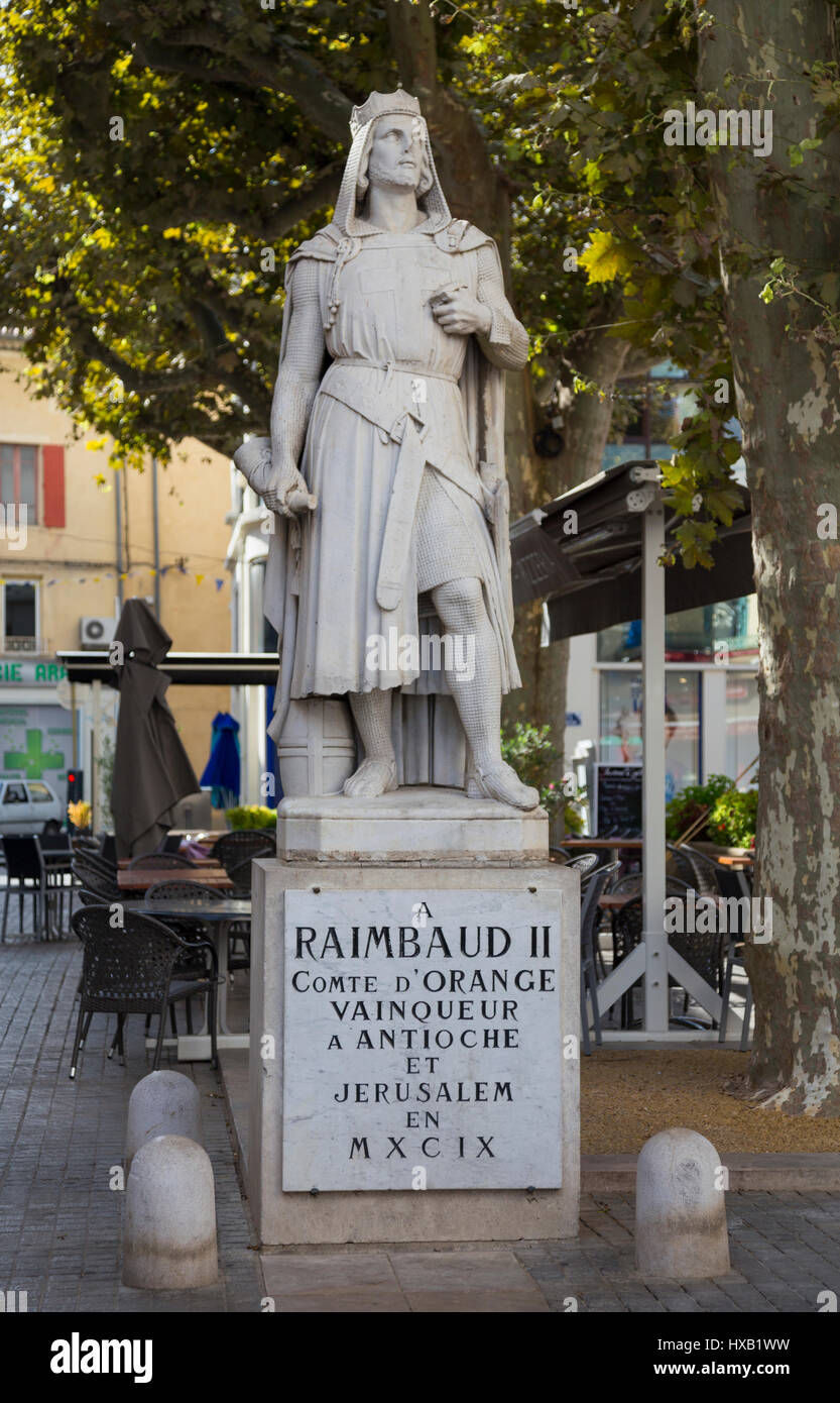 Statue von Raimbaud II, Orange, Vaucluse, Frankreich Stockfoto