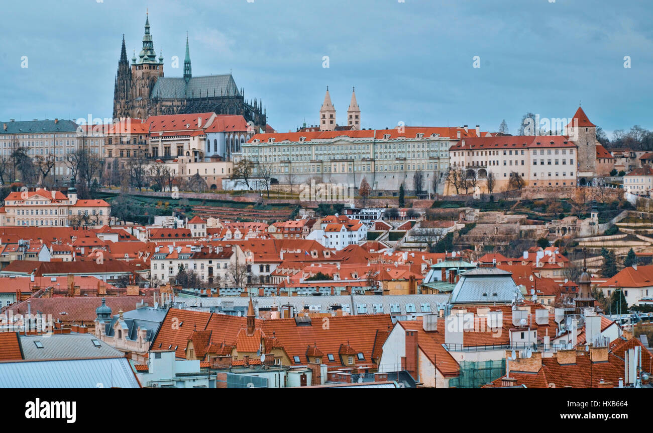 Prager Burg - Luftbild vom Altstädter Ring Stockfoto