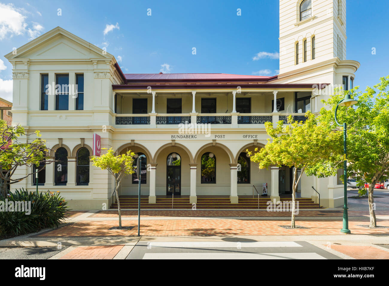 Das Postamt Bundaberg und Uhrturm Gebäude in der Bourbong Street.  Bundaberg, Queensland, Australien Stockfoto