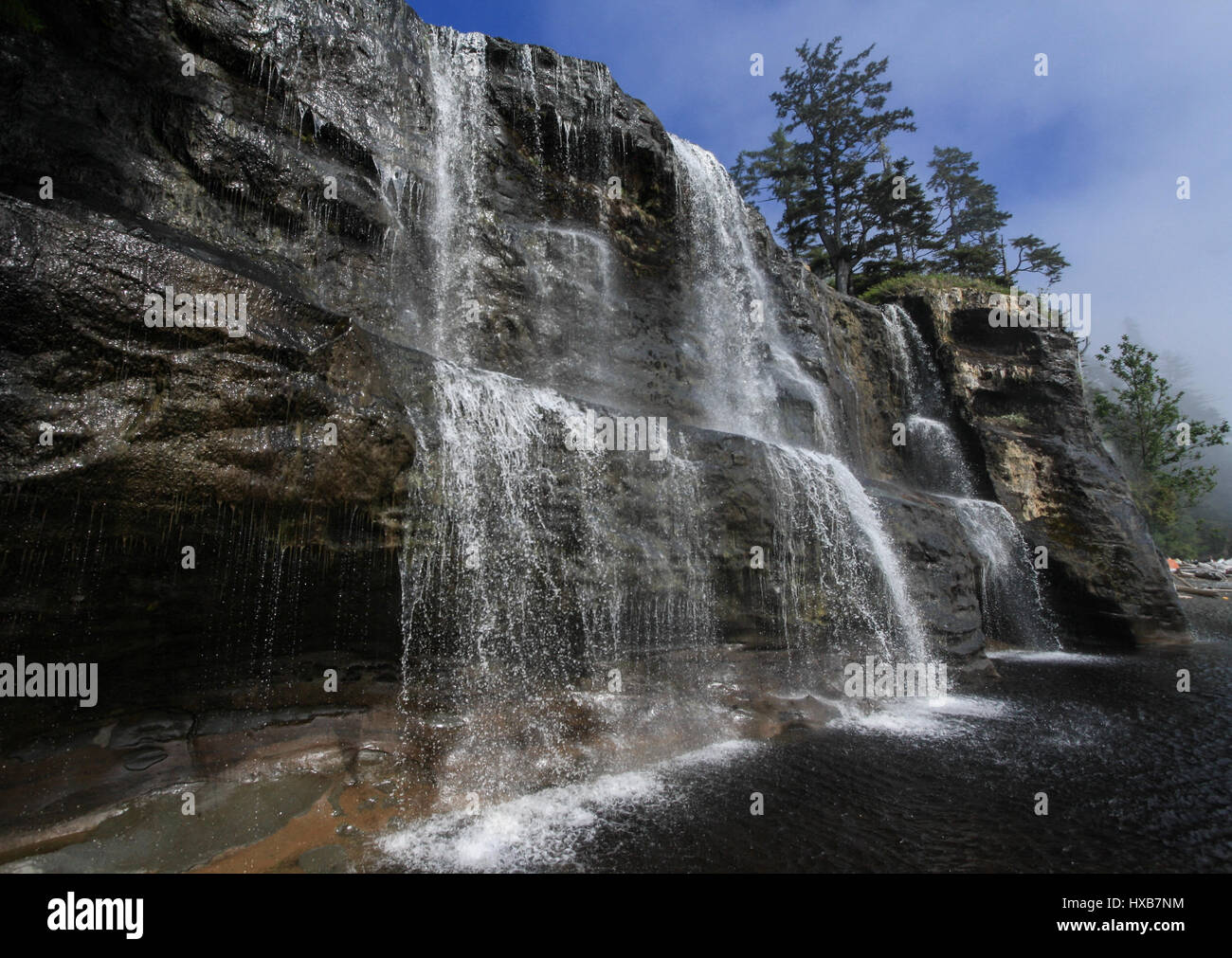 Tsusiat Falls, West Coast Trail, Britisch-Kolumbien Stockfoto