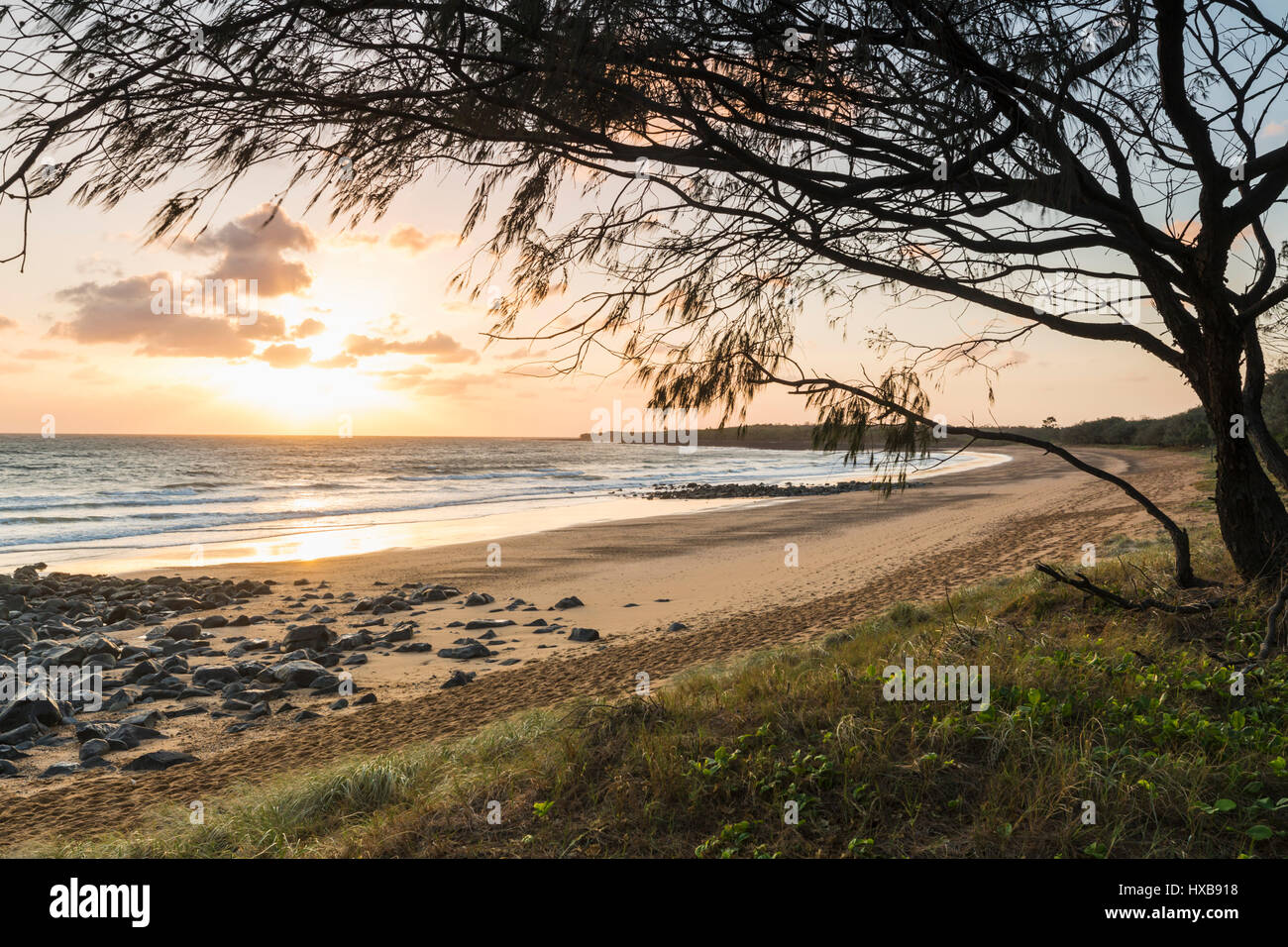 Sunrise Mon Repos Strand entlang.  Bundaberg, Queensland, Australien Stockfoto