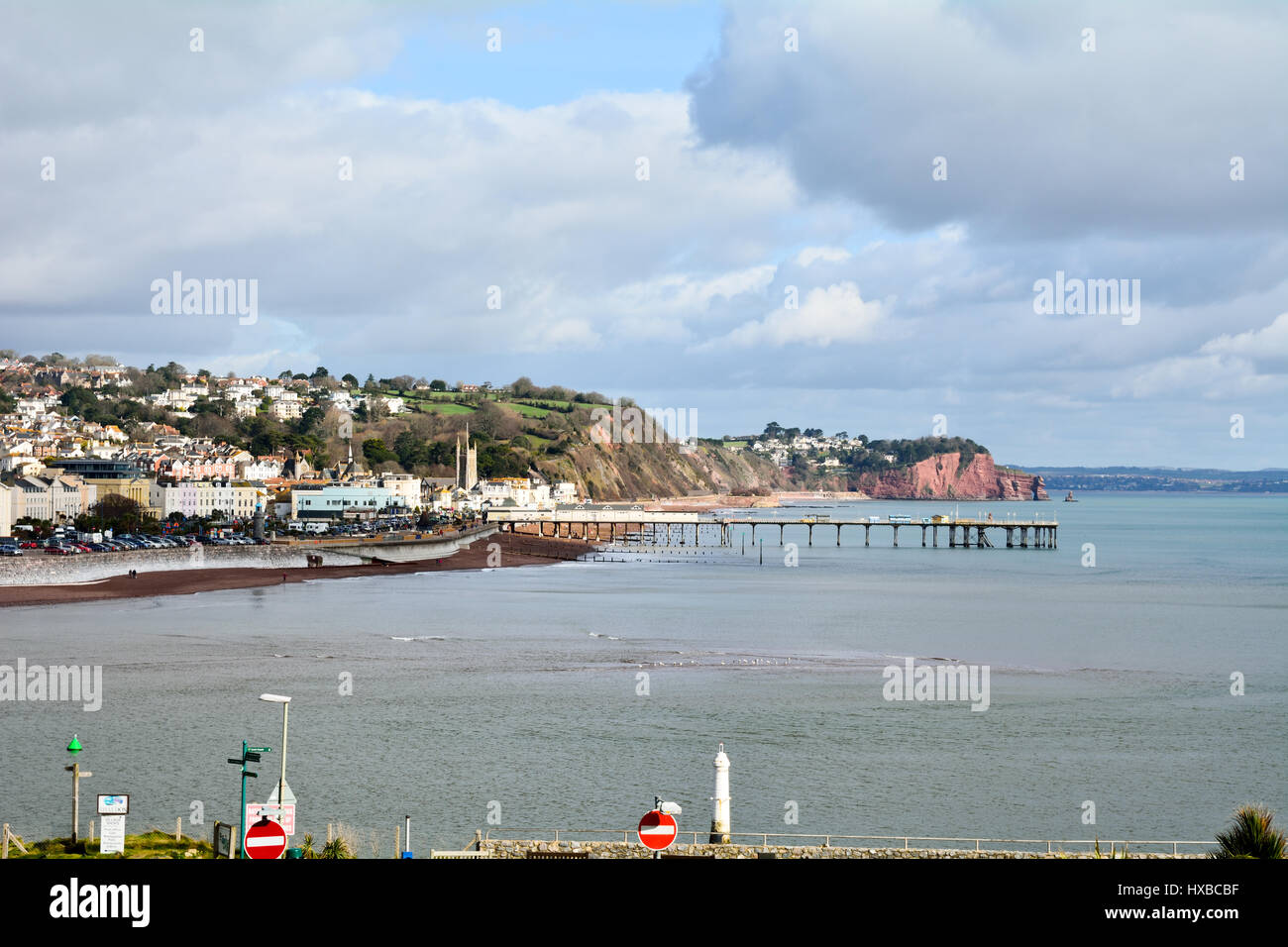 Teignmouth Pier aus hoch oben auf dem Ness in Shaldon Devon England fotografiert Stockfoto