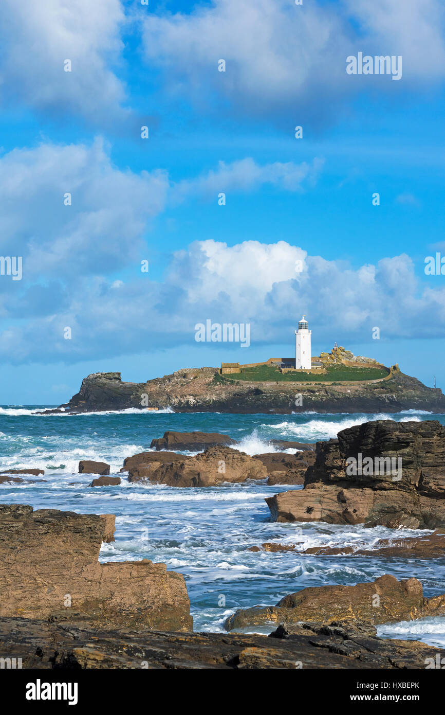 Godrevy Leuchtturm in der Nähe von Gwithian in Cornwall, England, UK. Stockfoto