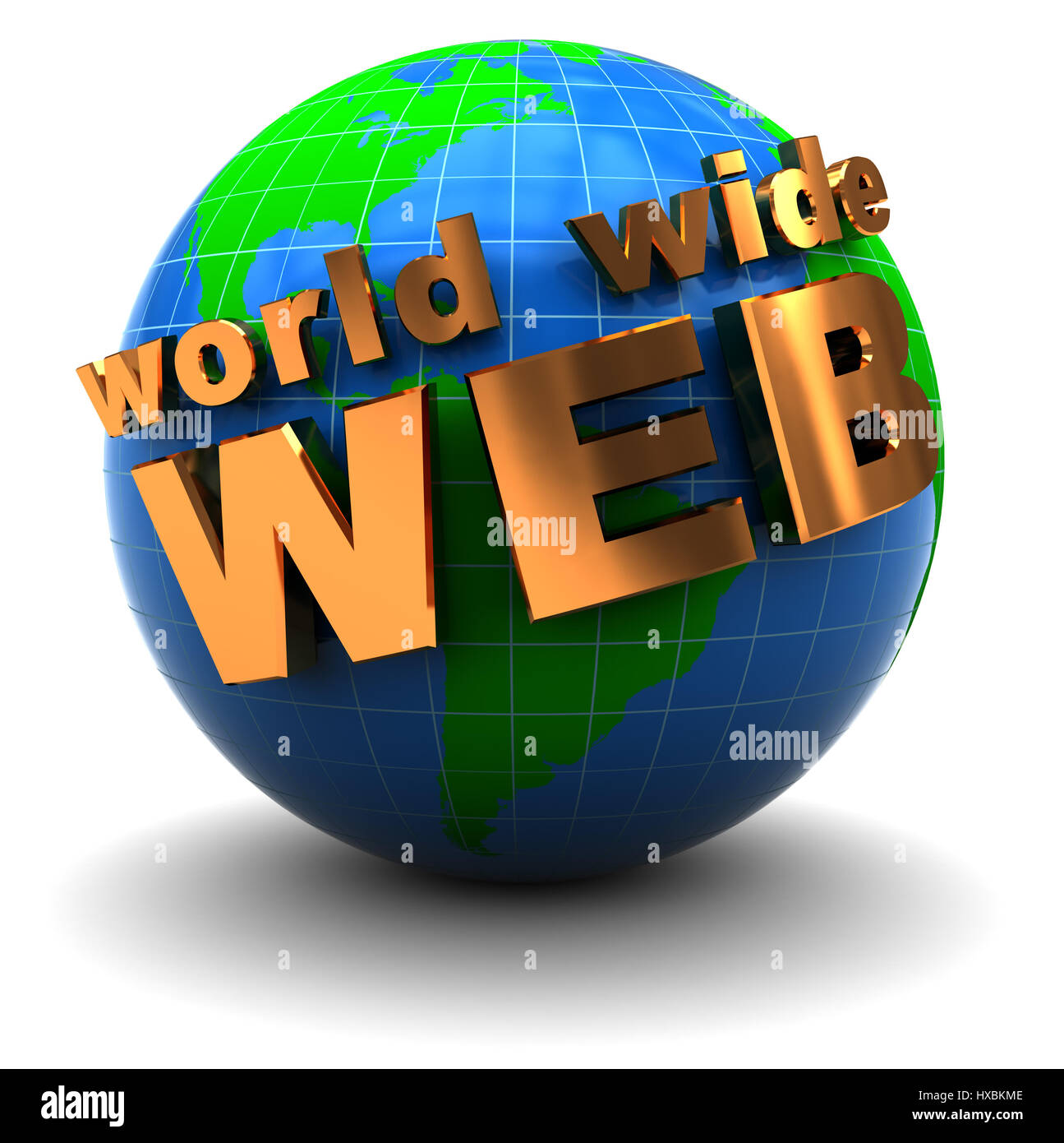 abstrakt 3d Darstellung der Erdkugel mit Text "World Wide Web" Stockfoto