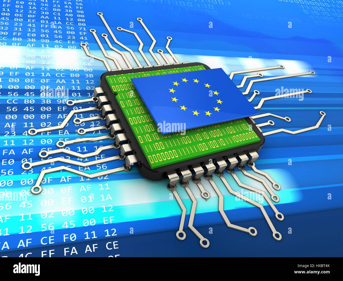 3D Abbildung des Computer-chip Stockfoto