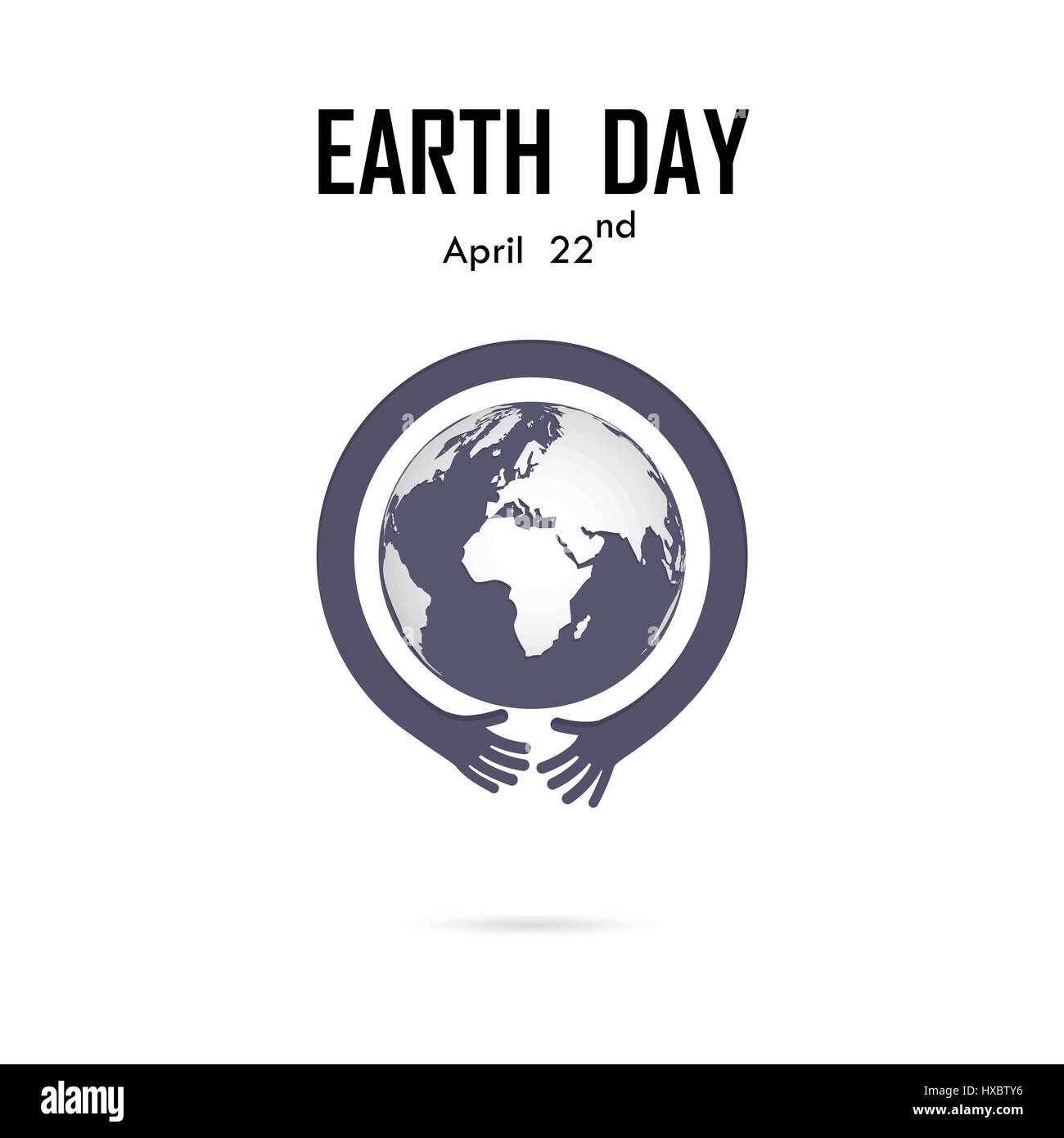 Menschliche Hand und Globe Symbol Vektor-Logo Design-Vorlage. Earth Day Kampagnenkonzept Idee. Earth Day Idee Kampagne für Grußkarte, Poster, Flyer, Cover, Bro Stock Vektor