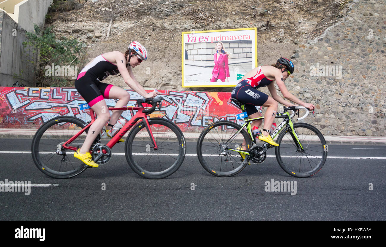 Triathlon-Rennen in Las Palmas auf Gran Canaria Stockfoto