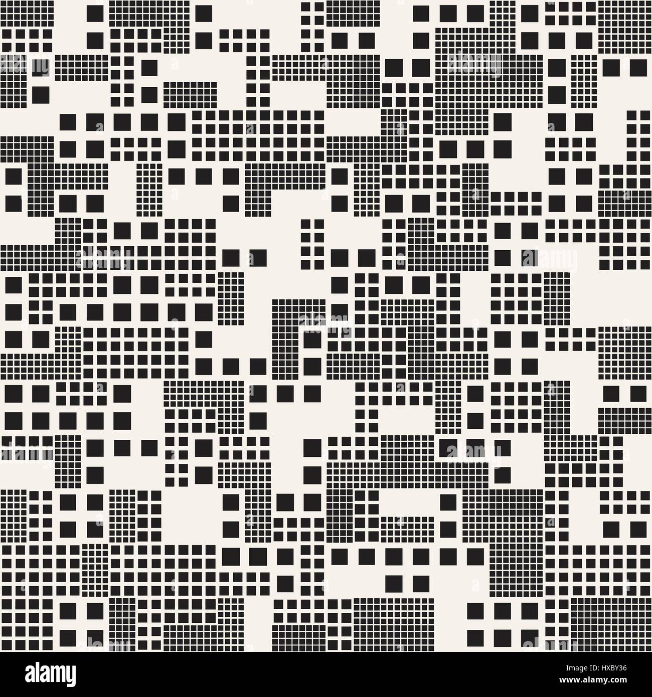 Endlosen abstrakten Hintergrund mit zufälliger Größe Quadrate. Vector Seamless Pattern. Stock Vektor