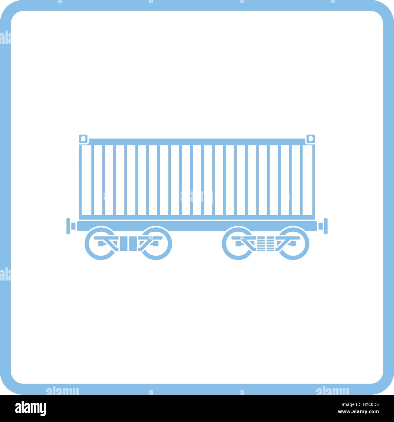 Eisenbahn Cargo Container Symbol. Blauer Rahmen-Design. Vektor-Illustration. Stock Vektor