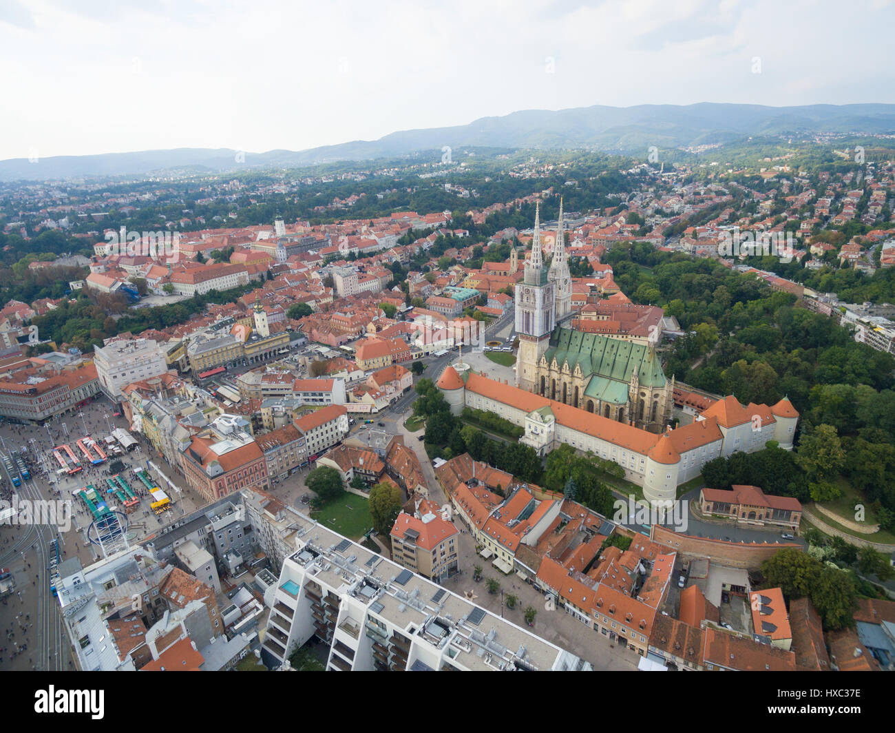Luftbild Auf Kapital Stadt Von Kroatien Zagreb Stadt Hauptplatz Stockfotografie Alamy