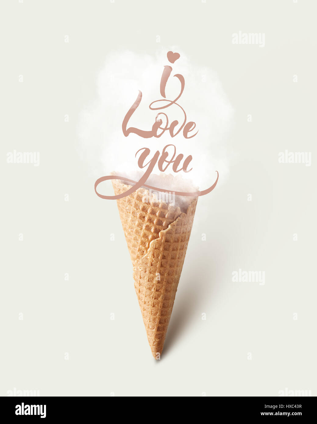 Eis mit ich liebe dich Aussage. LiebeKonzept mit Kalligraphie isoliert