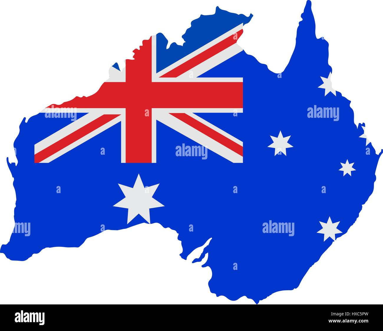 Karte von Australien in australische Flagge Farben Stock Vektor
