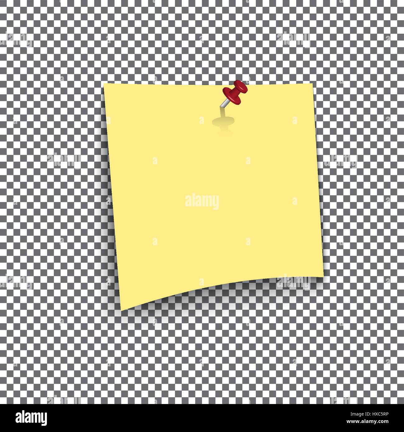 Gelbe Haftnotiz isoliert auf transparentem Hintergrund. Vorlage für Ihre Projekte. Vektor-Illustration. Stock Vektor