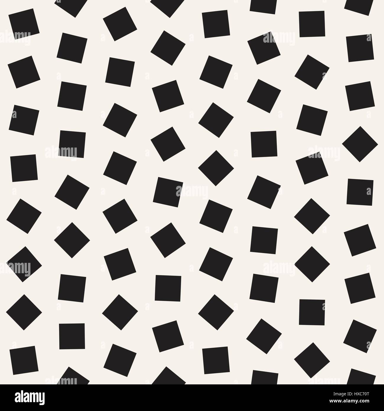 Geometrische Formen verstreut. Vektormuster nahtlos schwarz / weiß Stock Vektor